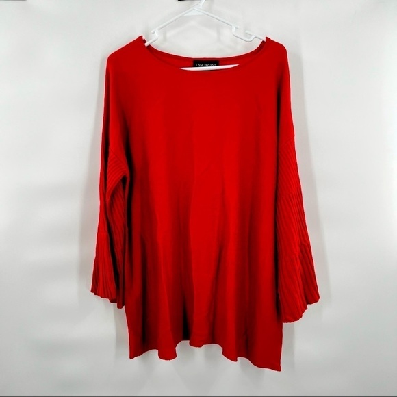 Lane Bryant long sleeve red sweater top size 14/16 boatneck wide sleeve - Picture 1 of 10